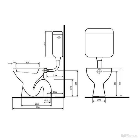 Kolo Idol mélyöblítésű alsó kifolyású álló WC