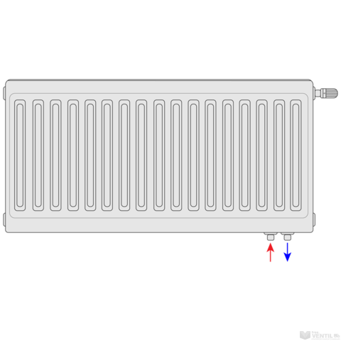 Silver UNI radiátor szelepes 22K 600x700 Jobb-bal forgatható, beépített szelepes, alsó bekötési pont, ajándék egységcsomag