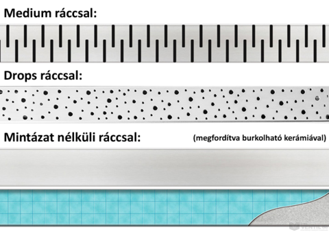 Mofém Linear MLP-850 M zuhanyfolyóka medium ráccsal, 850mm